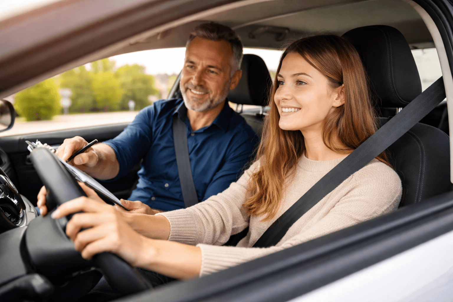 Automatic driving lessons in Birmingham with instructor and learner